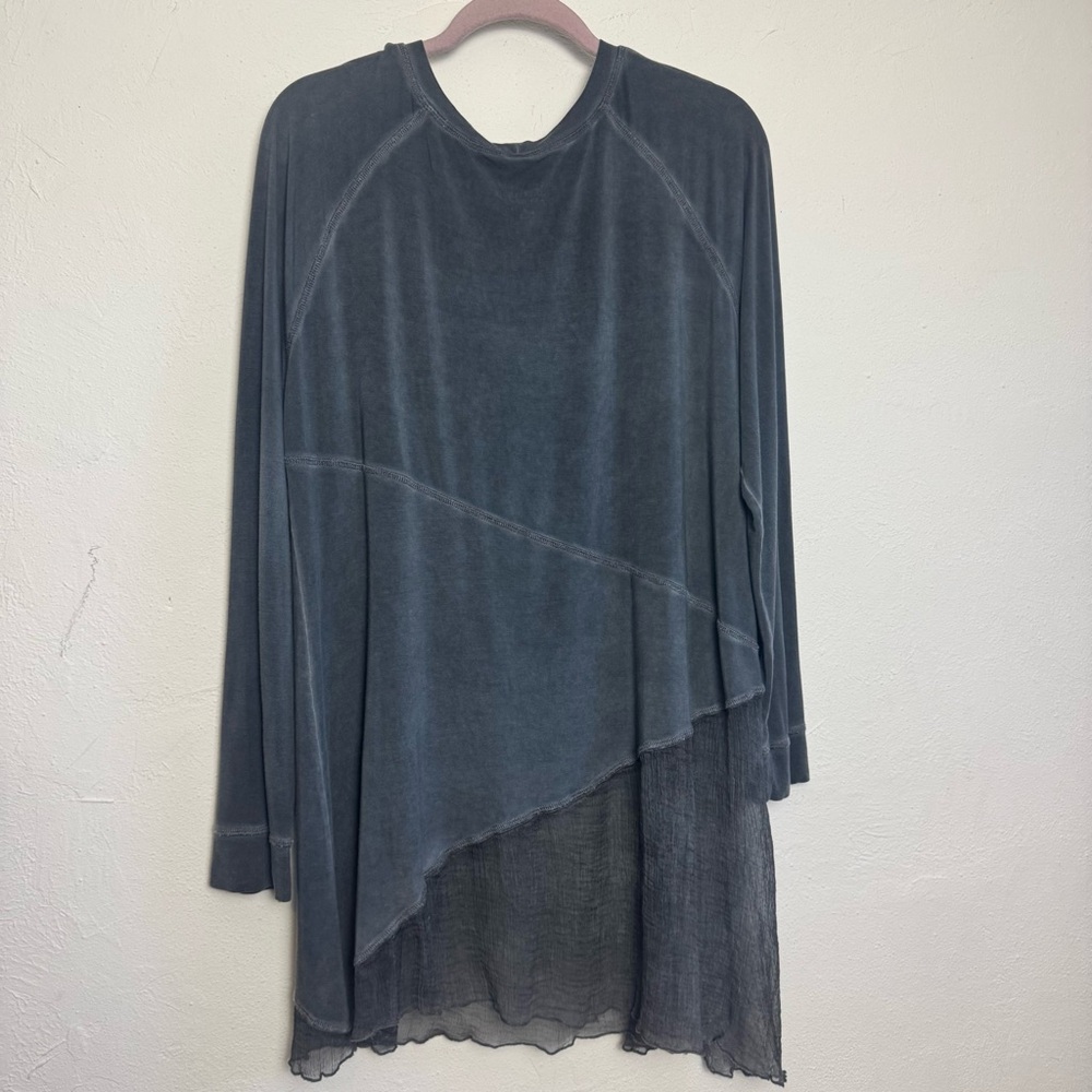 Soft Surroundings Washed Charcoal Layered Long Sleeve Tee - Picture 4 of 6